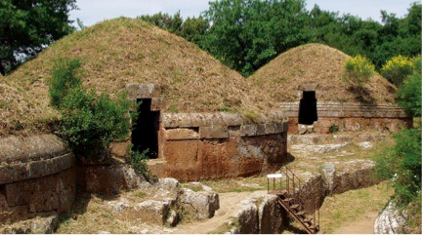<p>(6th Century BCE, Cerveteri, Italy) Small city for the dead, meant to reflect living cities.</p>
