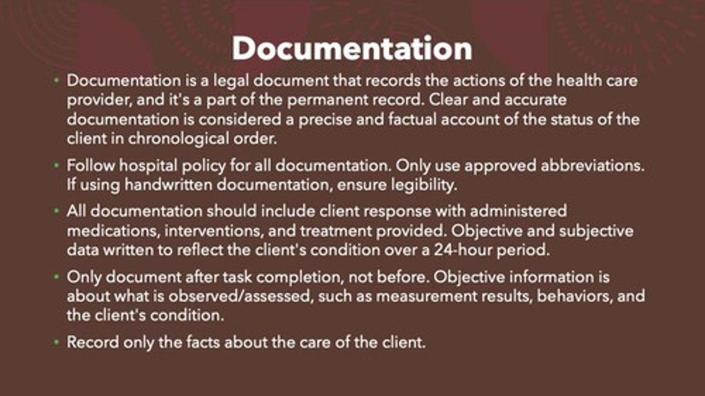 <p>Legal record of healthcare provider actions.</p>