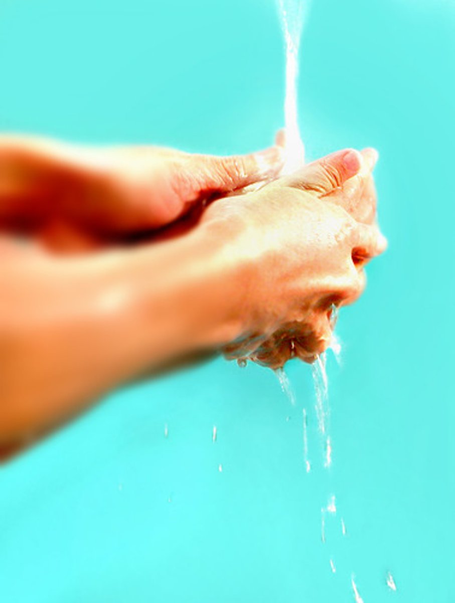 <p>handwashing or using and alcohol-based hand rub</p>