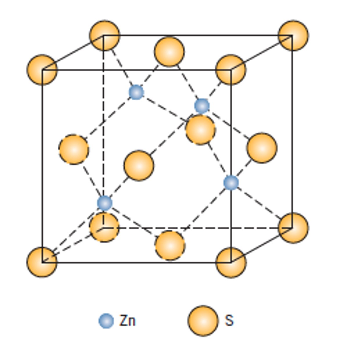 <p>cubic close packed with half of tetrahedral holes filled</p>