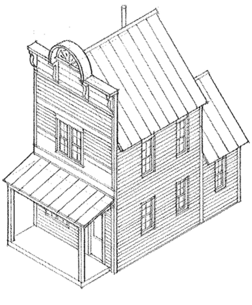 <p>a facade falsifying the size or importance of a building</p>
