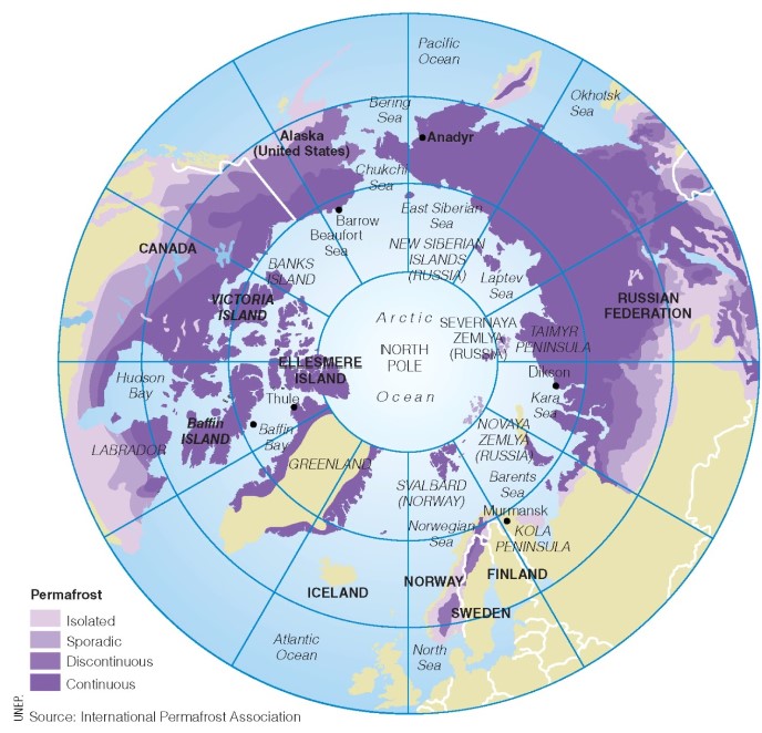 * ground that remains frozen (below 0 C) for at least 2 consecutive yrs
