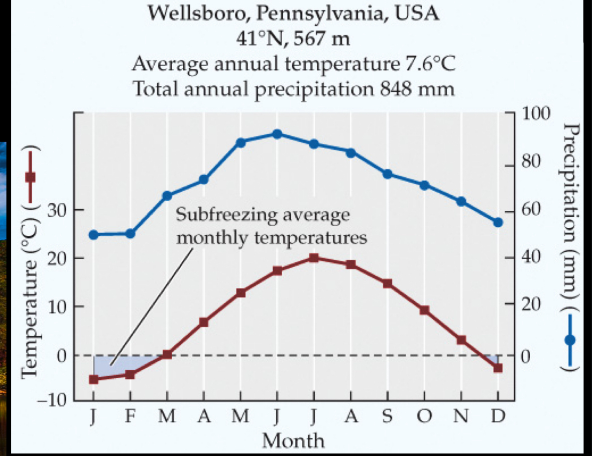 <p>Negative to high temp and higher rain in summer 30° to 50°N</p>