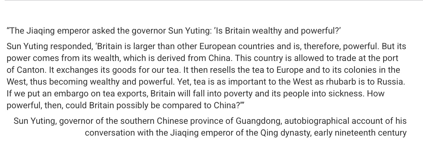 <p>Sun Yuting’s analysis of the potential effect of a trade embargo on Great Britain could best be characterized as</p>