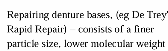 <ul><li><p>consists of <strong>finer particle size</strong>,<strong> lower</strong> molecular weight</p></li></ul><p></p>