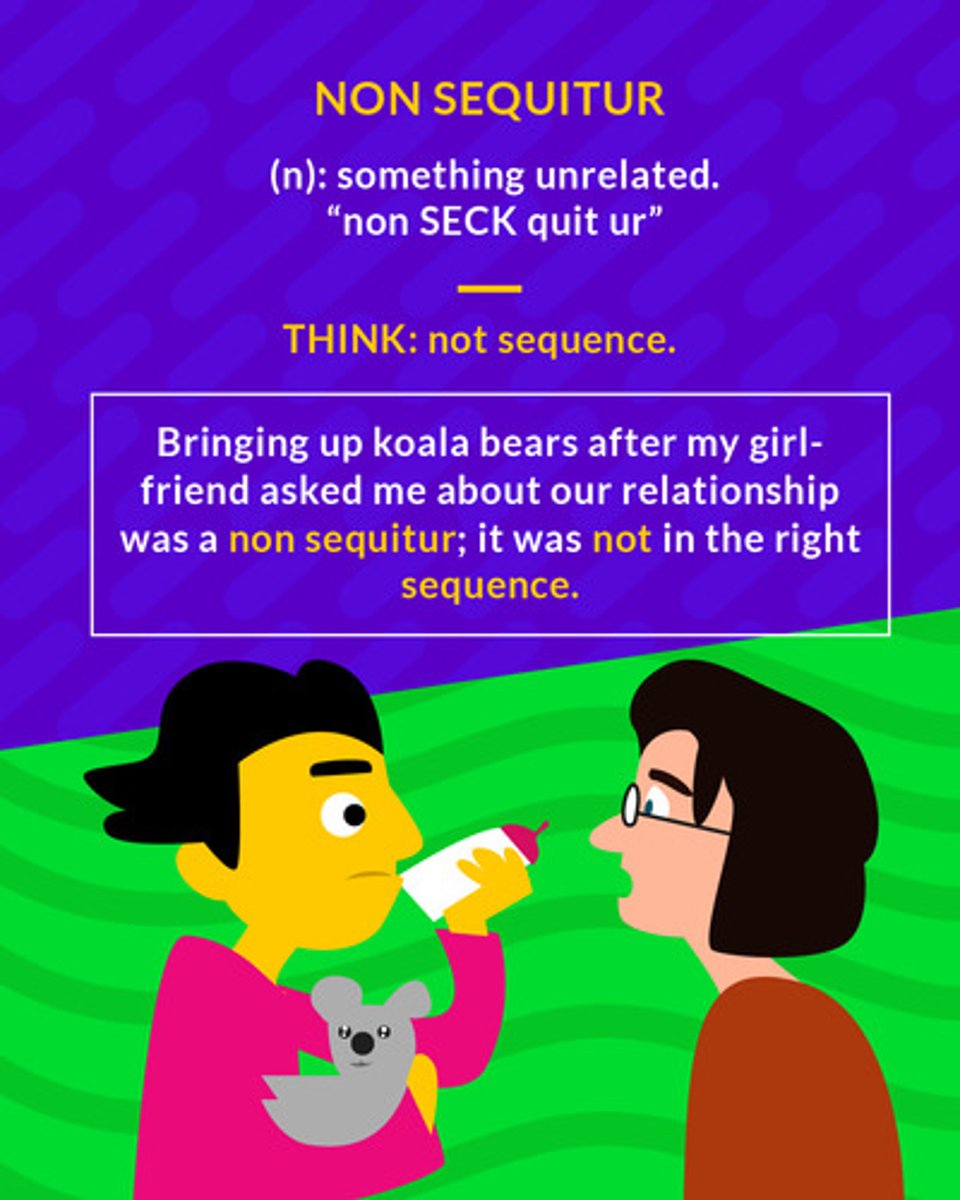 <p>(noun) something that does not logically follow</p><p>(noun) something unrelated</p>