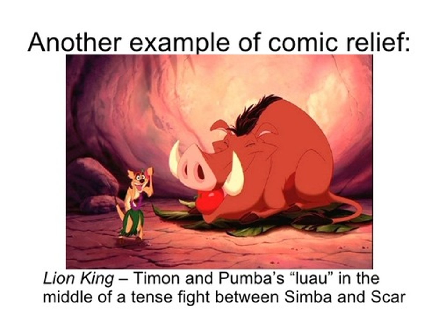 <p>The incorporation of a humorous scene or event meant to provide a moment of relief from the intensity of the play</p>