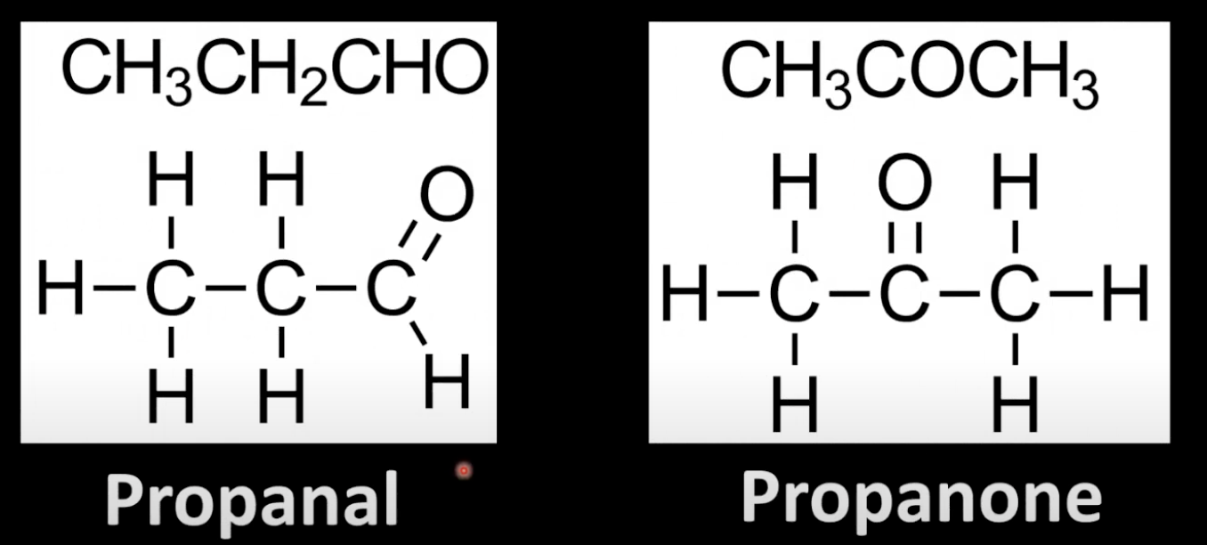 <p>Isomers have different functional groups. </p><p>Example: propanol (aldehyde) vs propanone (ketone).</p>