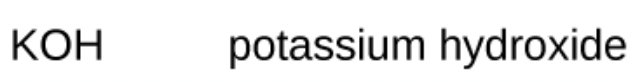 <p>potassium hydroxide - STRONG BASE</p>