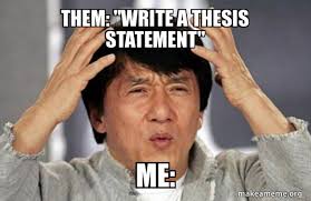 <p>a statement or sentence that states the purpose of a paper or essay</p>