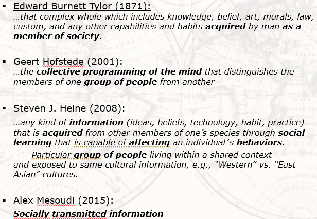 Any kind of information that is acquired from other members of one's species through social learning that is capable of affecting an individual's behaviors