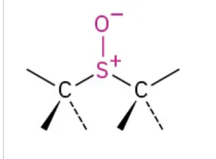 <p>Sulfer bonded to two carbons, one oxygen (SC<sub>2</sub>O)Carbon</p>
