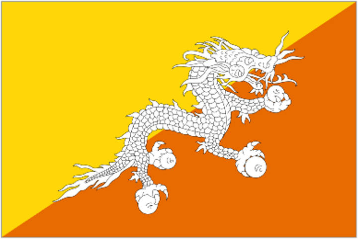 <p>Yellow = civil tradition and temporal authority as embodied in the Druk Gyalpo, the Dragon King of the country, whose royal garb traditionally includes a yellow kabney (scarf).</p><p>Orange = Buddhist spiritual tradition.</p><p>The dragon spreads equally between the colors = the equal importance of both civic and monastic traditions and evoking the strength of the sacred bond between sovereign and people.</p><p>Dragon's white color = the purity of inner thoughts and deeds that unite all the ethnically and linguistically diverse peoples of the country.</p><p>Jewels held in Druk's claws represent the country’s wealth and the security and protection of its people.</p><p>The dragon's snarling mouth = the country’s deities' commitment to its defense.</p>