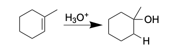 <p>An OH is added on the more substituted side of the alkene and a hydrogen is added on the less substituted side</p>