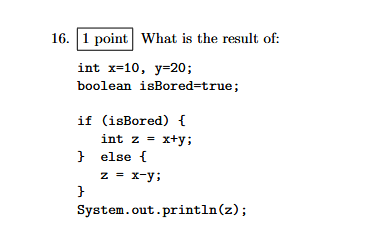 <p>what is the result of: </p>