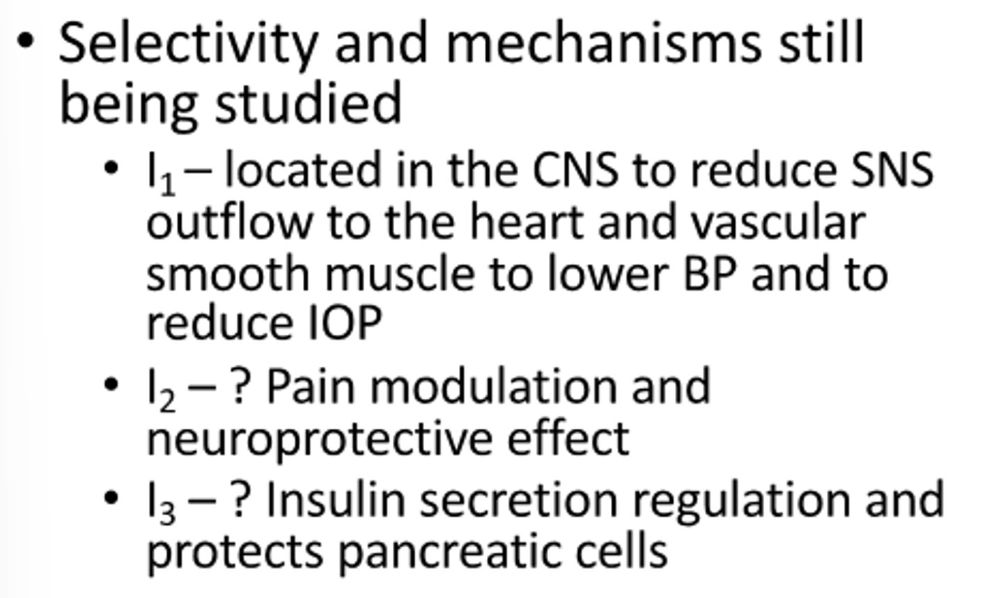 <p>reduced symp NS outflow of the heart and vascular smooth muscle<br><br>** located in CNS</p>