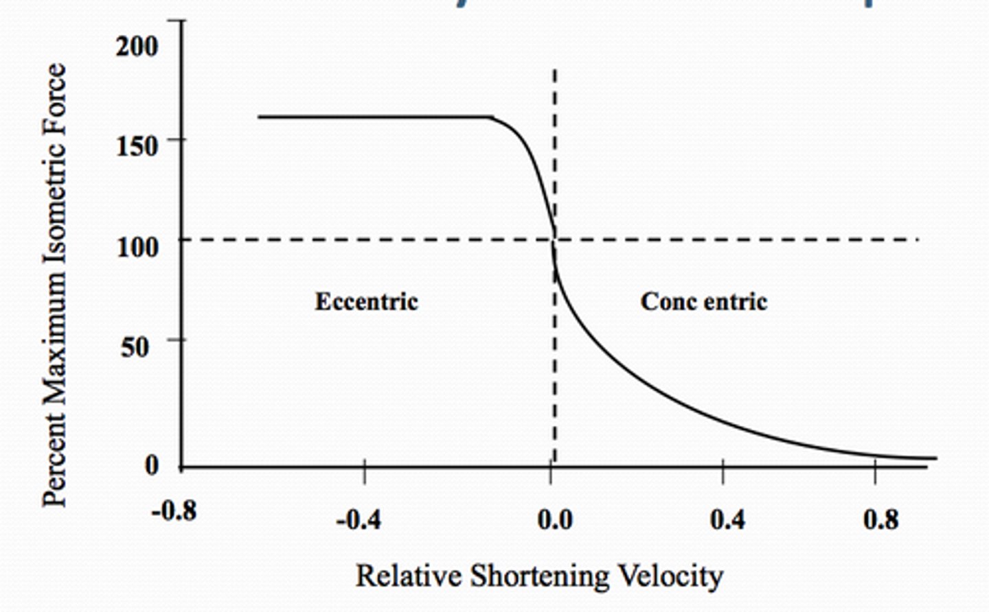 <p>• light resistance = high velocity</p><p>• increasing concentric resistance/load = decreasing velocity (when v = 0, mm contraction is max isometric... further load = eccentric mm action)</p>