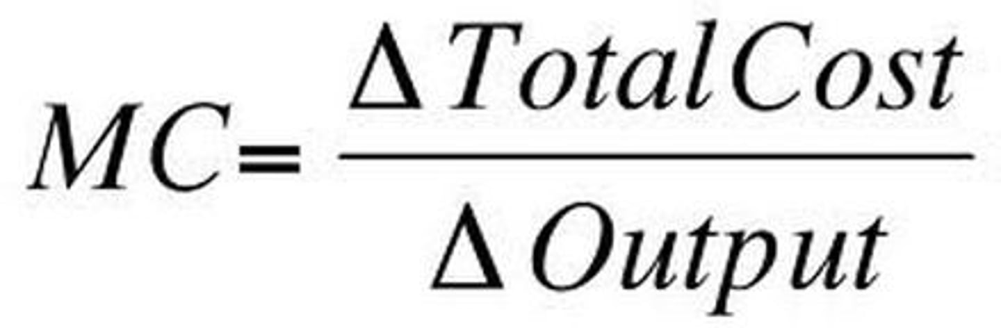 <p>additional cost to produce one additional output</p>