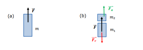 <p>Write Newton's Second Law for the engine and cabin separately.</p>