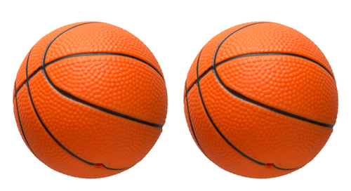 <p>The momentum of the moving basketball is transferred to the other ball. The first basketball stops, the other basketball moves.</p>