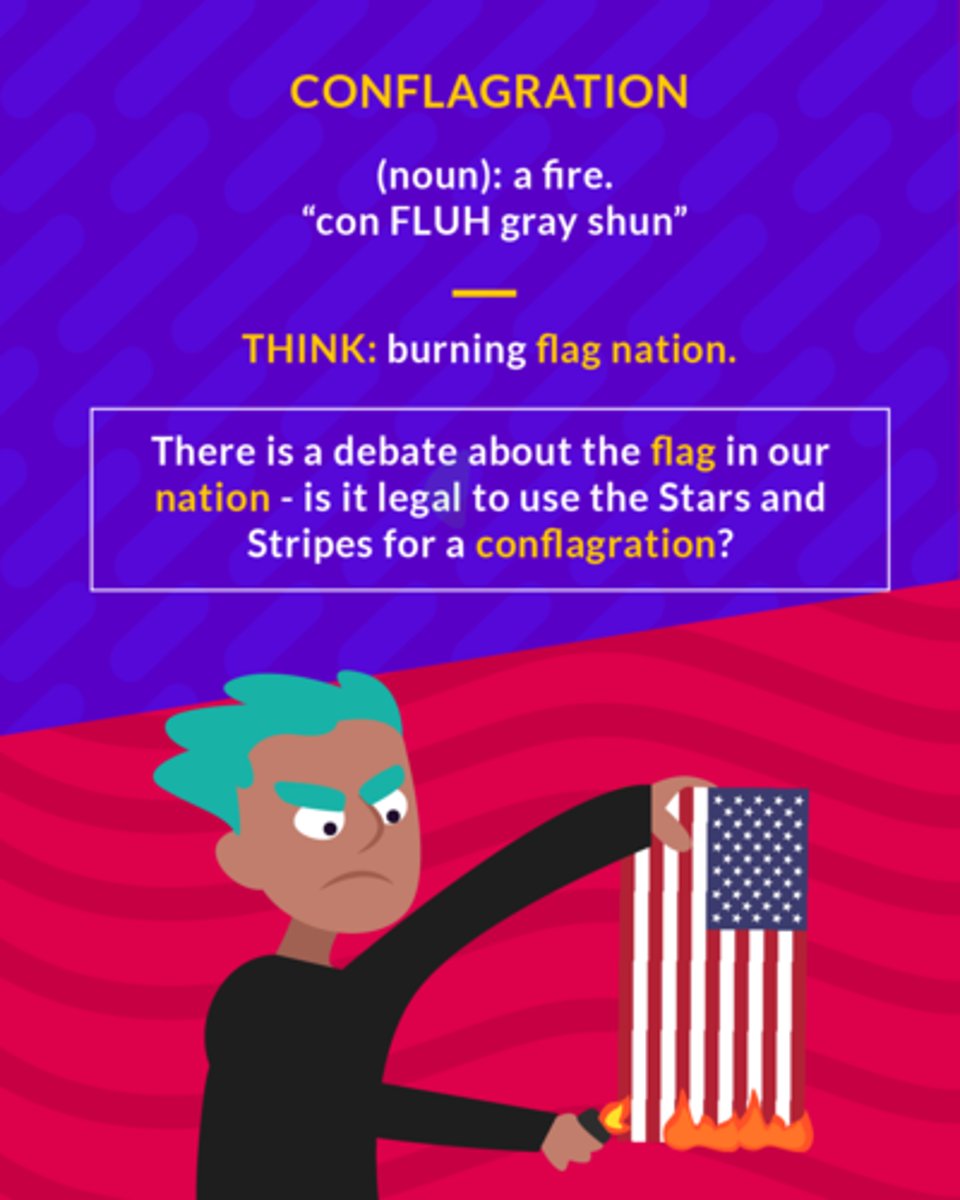 <p>(noun) a large fire</p><p>(noun) a fire</p>