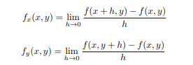 <ul><li><p>f<sub>x</sub>&nbsp;&amp; f<sub>y</sub>&nbsp;also written as df/dx &amp; df/dy, D<sub>1</sub>f &amp; D<sub>2</sub>f and D<sub>x</sub>f &amp; D<sub>y</sub>f.</p><ul><li><p>when determining f<sub>x</sub>, treat y as a constant.</p></li><li><p>when determining f<sub>y</sub>, treat x as a constant.</p></li><li><p>If >2 variable function, then treat all other variables as constants.</p></li></ul></li></ul><p></p>