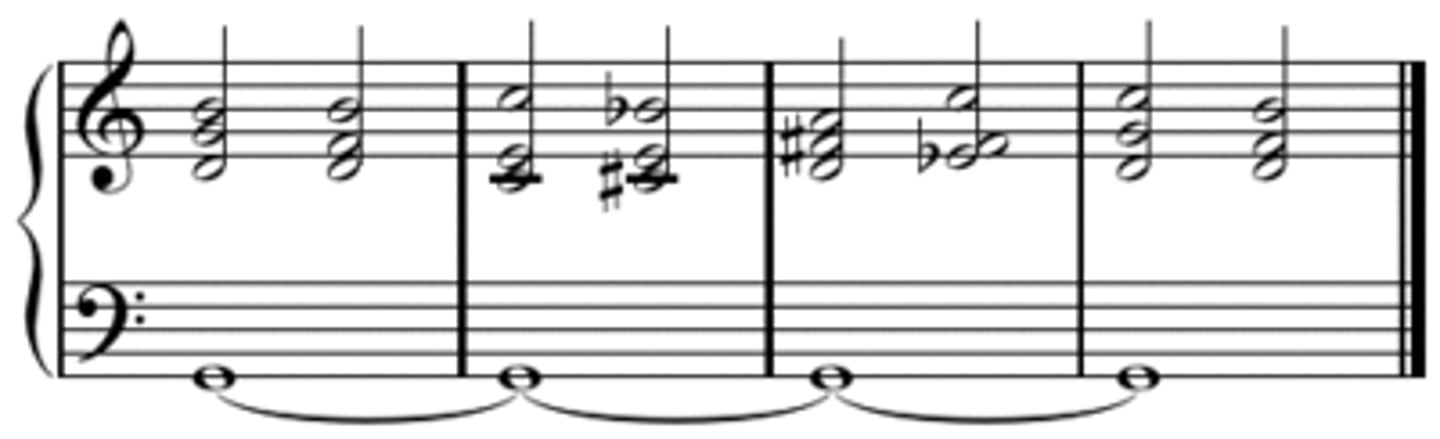 <p>note held as the harmony changes (either a tonic or dominant pedal)</p>