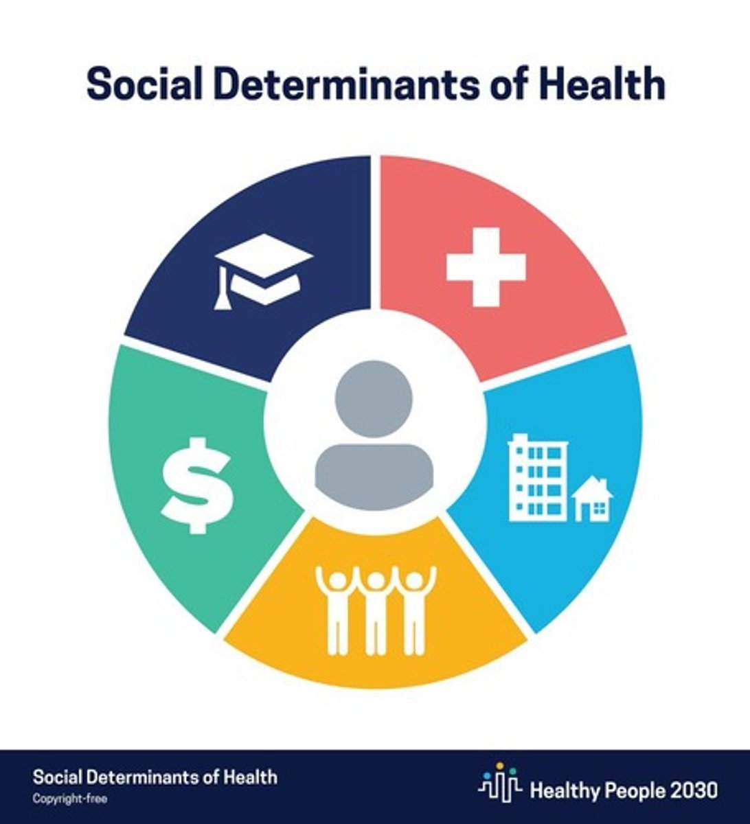 <p>Conditions in the environments where people are born, live, learn, work, play, worship, and age that affect a wide range of health, functioning, and quality-of-life outcomes and risks.</p>
