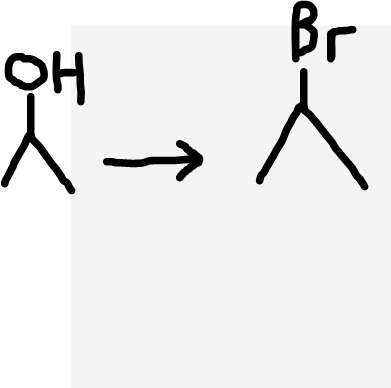 <p>Alcohol to haloalkane</p>