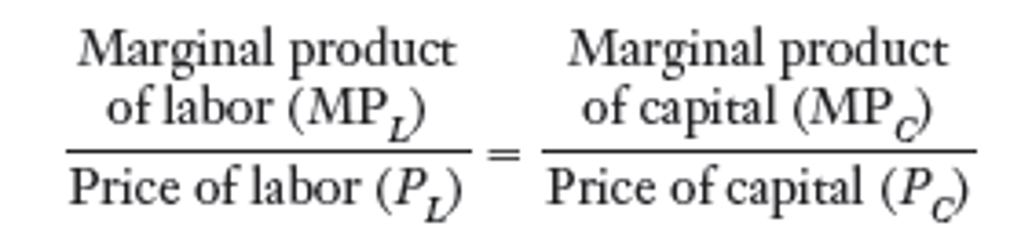 <p>A combination of two or more resources in such a way that the resource cost of producing a given level of output is a minimum</p>