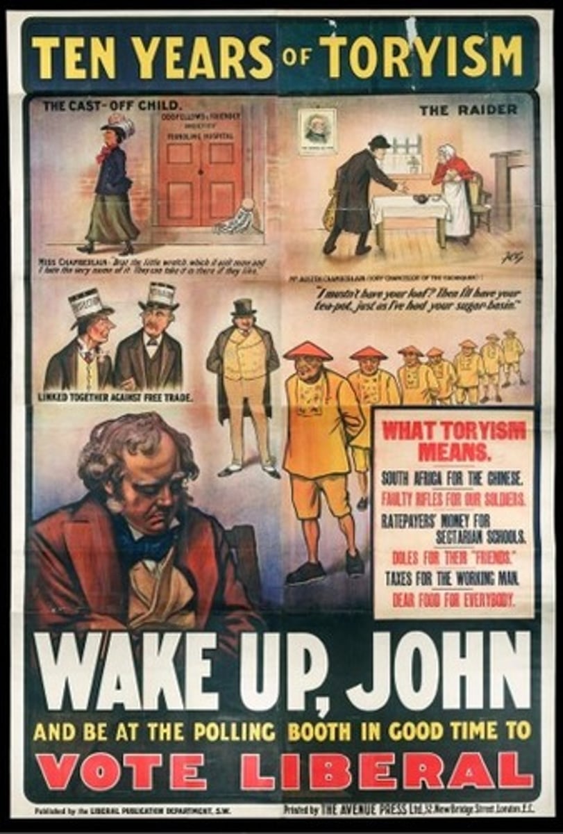 <p>The Liberal Party won a landslide election in 1906 by promising to introduce a welfare state to help the poor. They did this because the new Labour party, established in 1900, promised even more.</p>