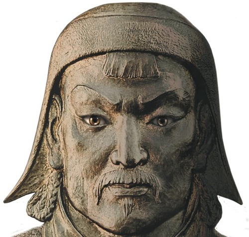 The title of Temujin when he ruled the Mongols. It means "oceanic" or universal leader. Genghis Khan was the founder of the Mongol Empire.