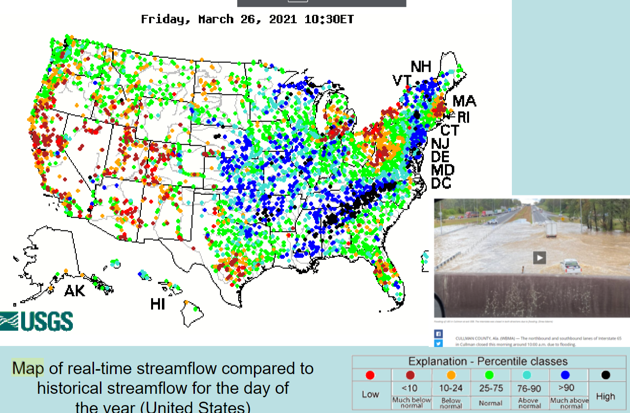 <p>map of real-time streamflow compared to historical streamflow for the day of the year</p>