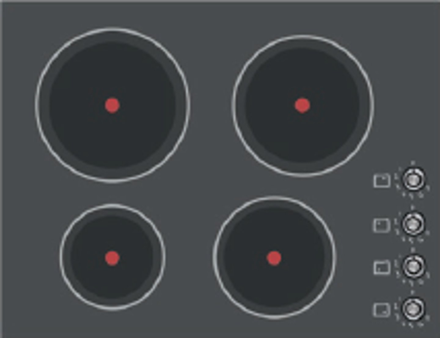 <p>stovetop controls in a straight line</p>