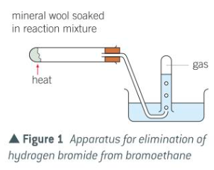 <p><strong>Ethene </strong>is the gas product. You can add the gas to bromine water and it will decolourise it if ethene is present, showing it contains a double bond</p>