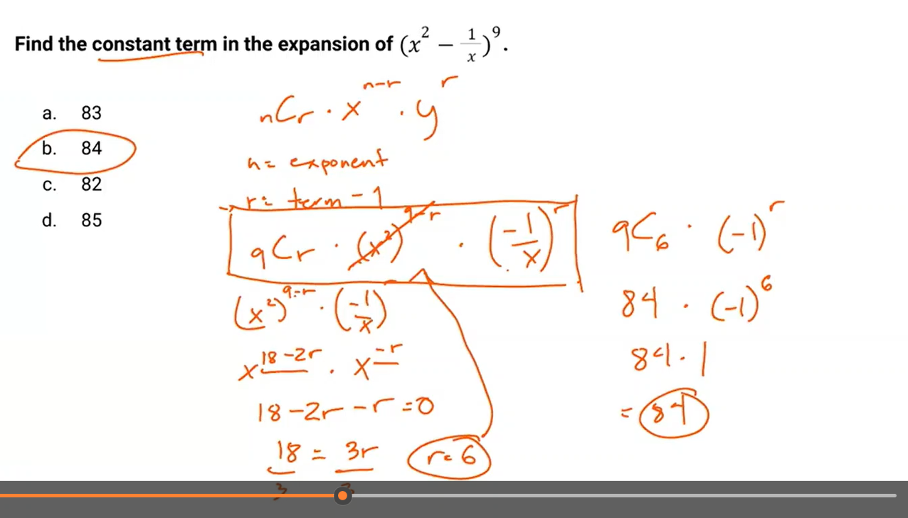 <p>Answer: b. 84 </p>