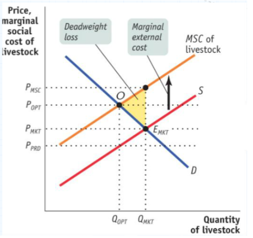 <p><span style="font-family: &quot;Times New Roman&quot;, serif">The <strong>socially optimal quantity of production</strong>, Qopt, is the quantity that would prevail if all costs, both private and external, and benefits were fully accounted for.</span></p>