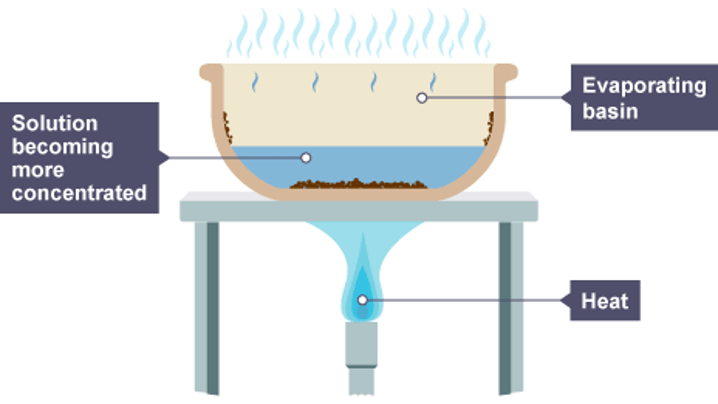<p>Heat solution in an evaporating basin to boil off water until it is almost saturated. Turn off heat and allow crystals to form as more water evaporates and the solution cools. You can now separate them by filtration.</p>