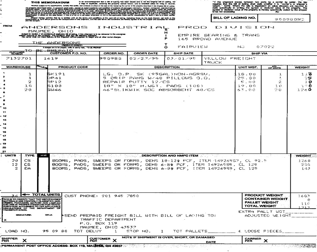 bill of lading