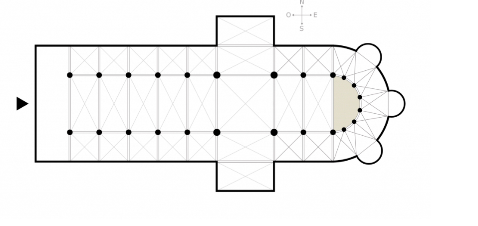 <ol><li><p>any semicircular or polygonal recess in a building</p></li><li><p>In a basilica church, the primary apse is found at the east end of the building, to the east of the chancel</p></li><li><p>semi-circular recesses in the wall of a building</p></li></ol><p></p>