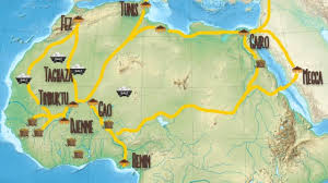 <p> A network of commercial pathways across the Sahara Desert, connecting West Africa with North Africa and the Mediterranean world.</p>