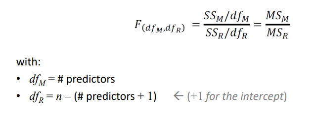 <p>Ratio of explained and unexplained variance, used to determine if the regression model is significant.</p>