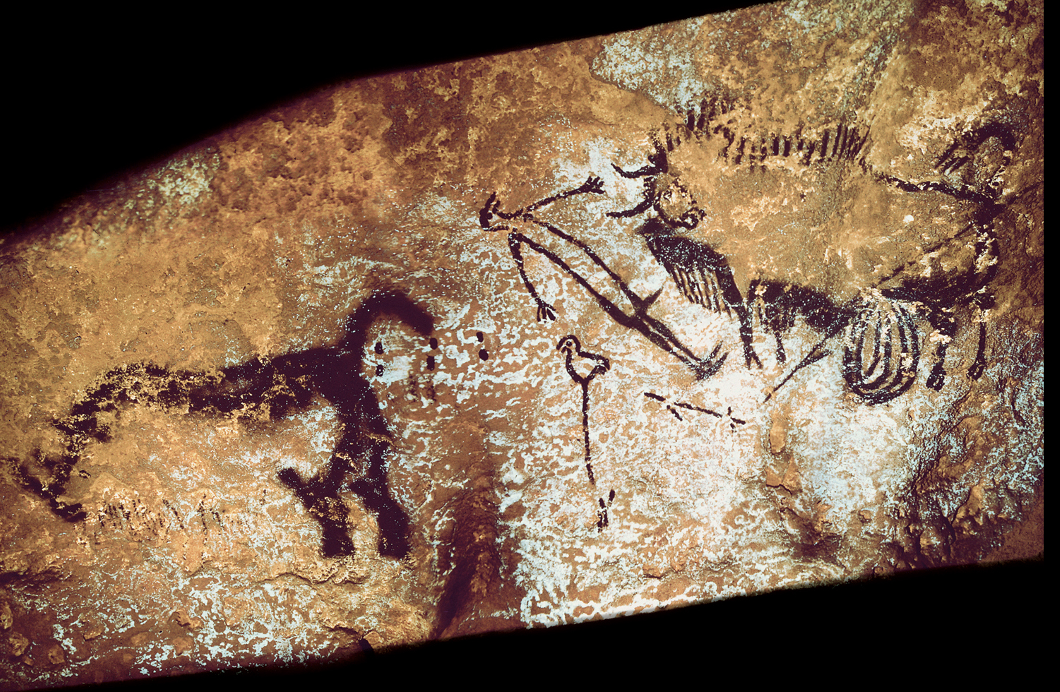 <p>BIRD-HEADED MAN WITH BISON<br>Shaft scene in <strong>Lascaux</strong> Cave. c. 15,000 BCE.<br>Paint on limestone,</p><img src="https://knowt-user-attachments.s3.amazonaws.com/ac0a63eb-735d-43c6-9911-40857bd1cc79.png" data-width="100%" data-align="center"><p>Paleo</p>