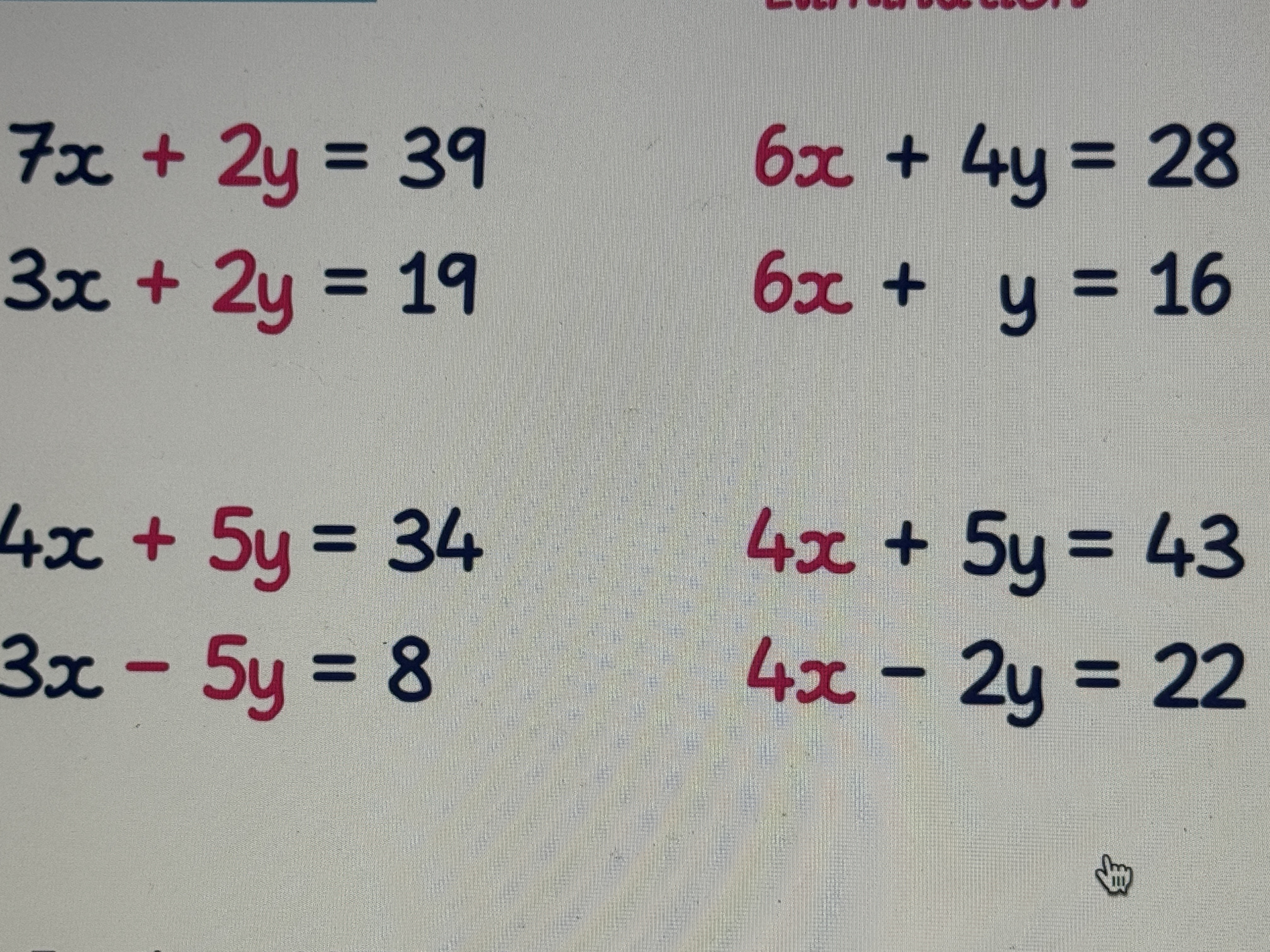 <p>Any letter that has the same number in front of it </p>