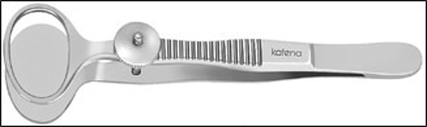 <p>Used to treat chalazion (eye cysts) by excising or compressing the tissue.</p>