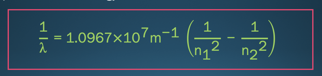 <ul><li><p>used to to solve for the wavelength of a spectral line or energy-level transitions</p></li></ul>