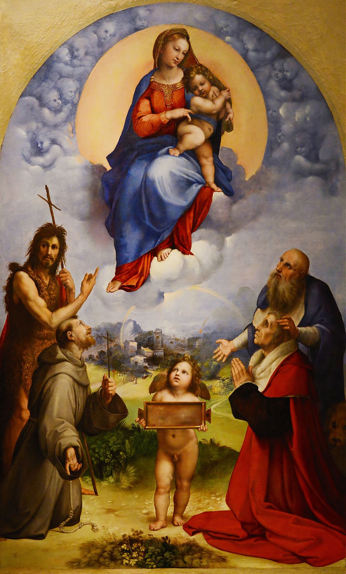 <p>What is the putti holding?</p>