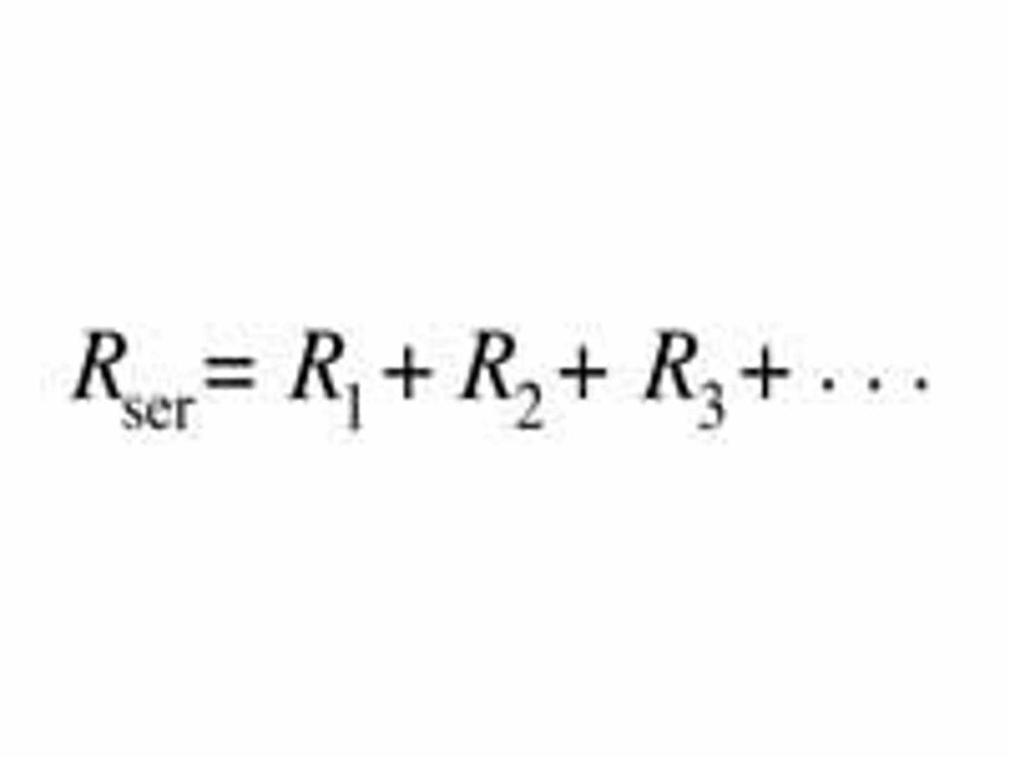 <p>The total resistance is the sum of the individual resistances. <br>(R = R1 + R2 + R3)</p>