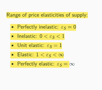 <p>measures the responsiveness of quantity supplied to a change in price</p><p>elastic=sensative</p><p>inelastic= insensitive</p>