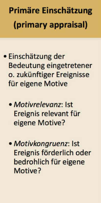 <p>= Einschätzung der Relevanz der Situation für mich und meine Motive/Ziele</p>